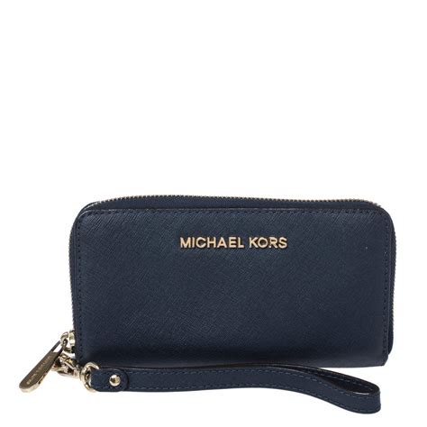 michael kors navy blue wristlet|Michael Kors wallet with strap.